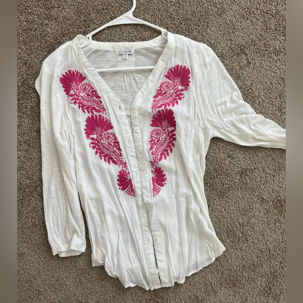 Cute pink and white button up
